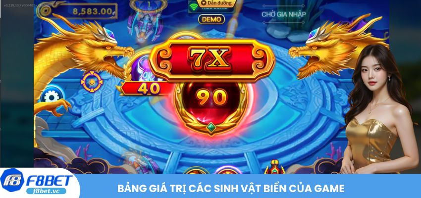 Bảng giá trị các sinh vật biển của game
