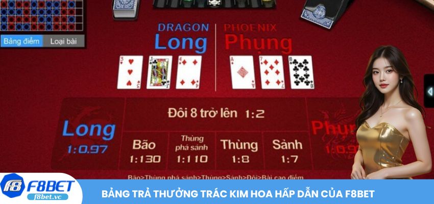 Bảng trả thưởng Trác Kim Hoa hấp dẫn của F8BET