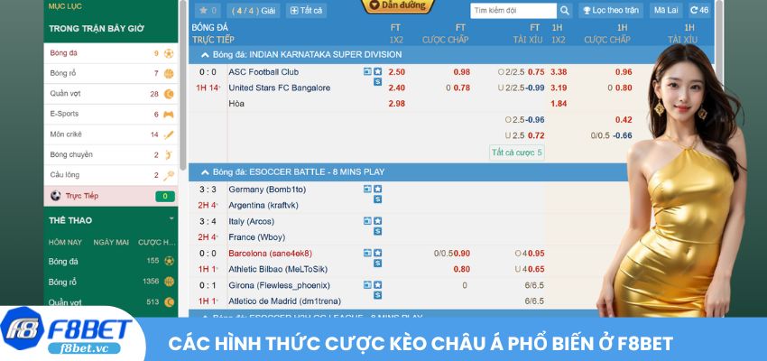 Các hình thức cược Kèo Châu Á phổ biến ở F8BET